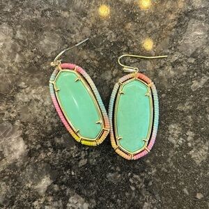 Kendra Scott Threaded Elle Drop Gold/Mint Earrings